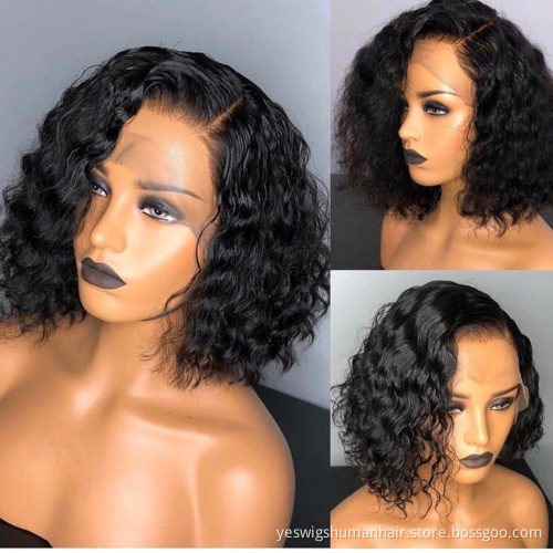 Deep Curly Wave Bob Wig Short Human Hair Hd Full Lace Front Wig Raw Brazilian Virgin Human Hair Lace Frontal Wig For Black Women